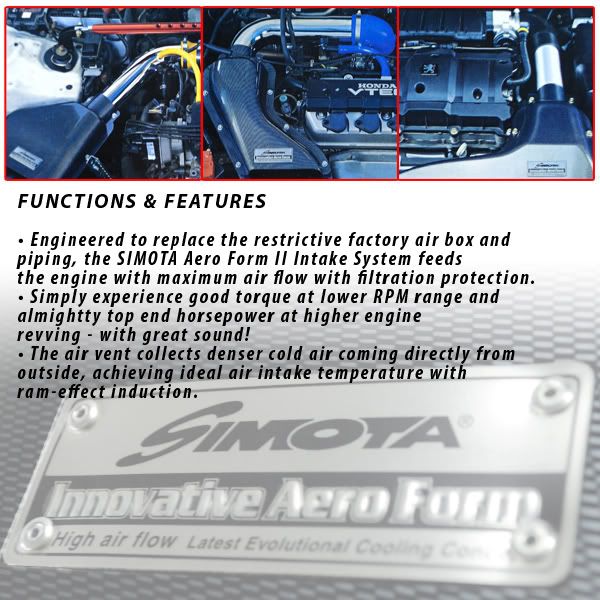 Buy HONDA CRZ 1.5 SIMOTA AERO FORM II Carbon Fiber Air Filter Intake